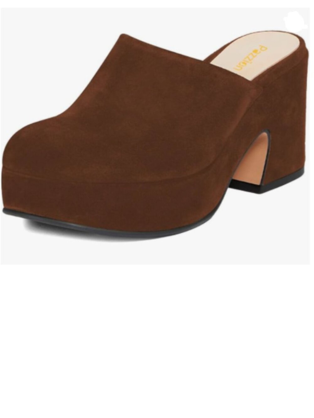 Pazzion Chocolate Platform Rounded Toe Mules Clogs Slip On Chunky Heel Slipper